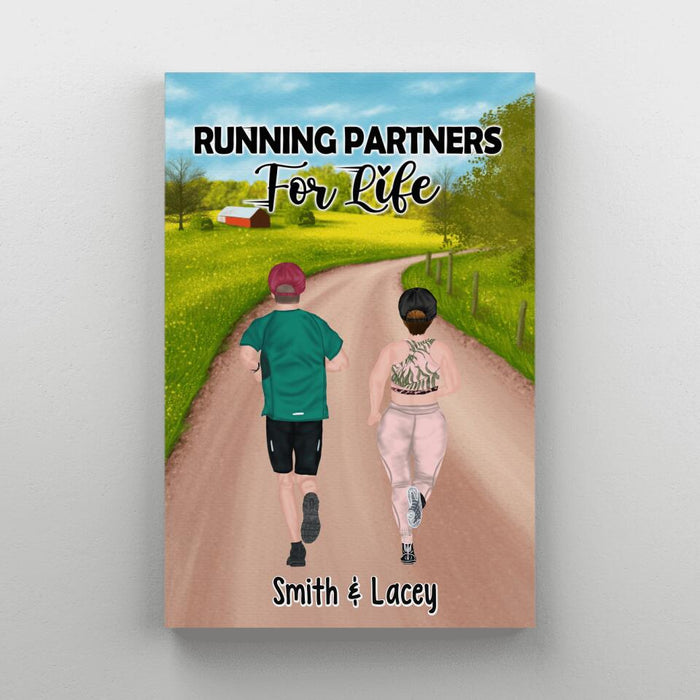 Running Partners For Life - Personalized Canvas, Gift For Running Couples, Runners