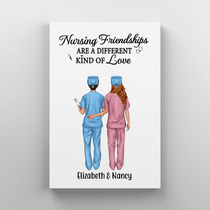 Nursing Is A Work Of Heart - Personalized Nurse Canvas, Nurse Best Friends, Gift for Nurses, Scrub Life