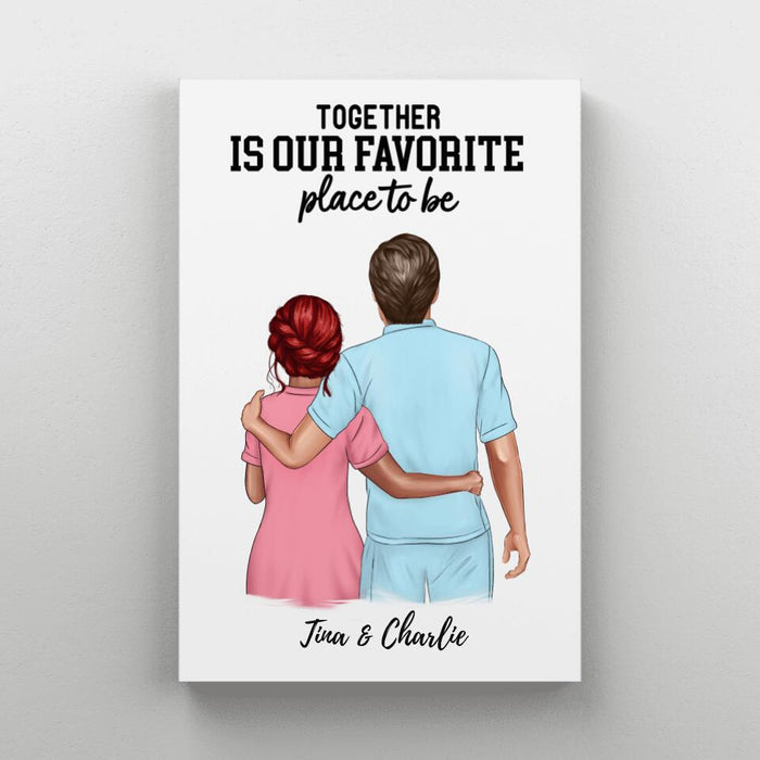 Together Is Our Favorite Place to Be - Personalized Canvas for Couples, Tennis Lovers