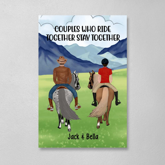 Horse Riding Couple And Friends - Personalized Canvas For Horse Riding Lovers, For Her, For Him