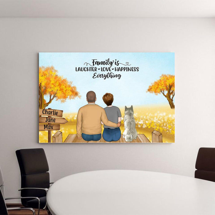 Personalized Canvas, Family Sitting Together On Beach and Garden, Gift for Whole Family