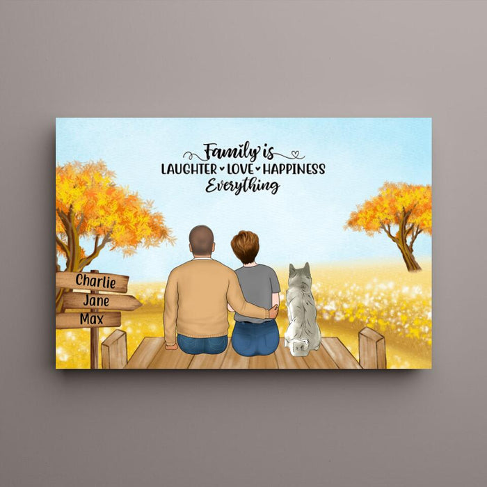 Personalized Canvas, Family Sitting Together On Beach and Garden, Gift for Whole Family