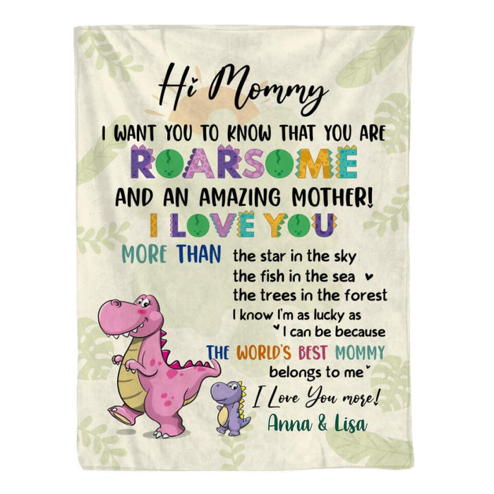 Hi Mommy-Daddy Roarsome I Love You - Personalized Gifts Custom Blanket for Mom for Mom