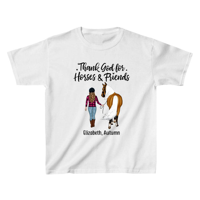 Personalized Shirt, Thank God for Horses & Friends, Gift for Horse Lovers