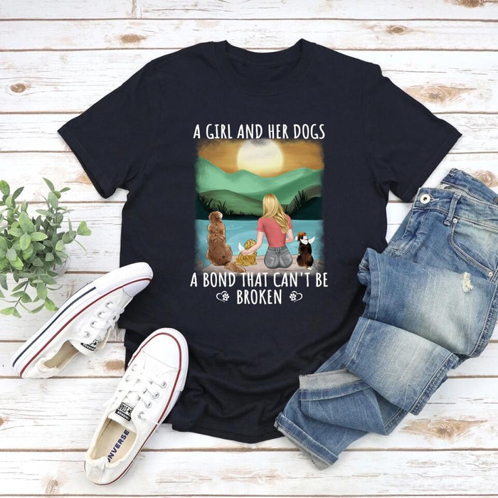 A Girl and Her Dogs - Personalized Gifts Custom Dog Shirt for Dog Mom, Dog Lovers