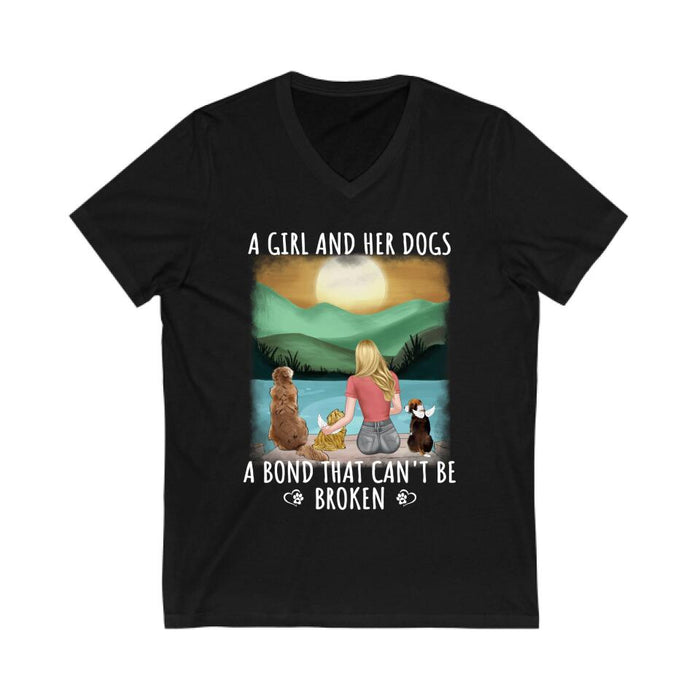 A Girl and Her Dogs - Personalized Gifts Custom Dog Shirt for Dog Mom, Dog Lovers