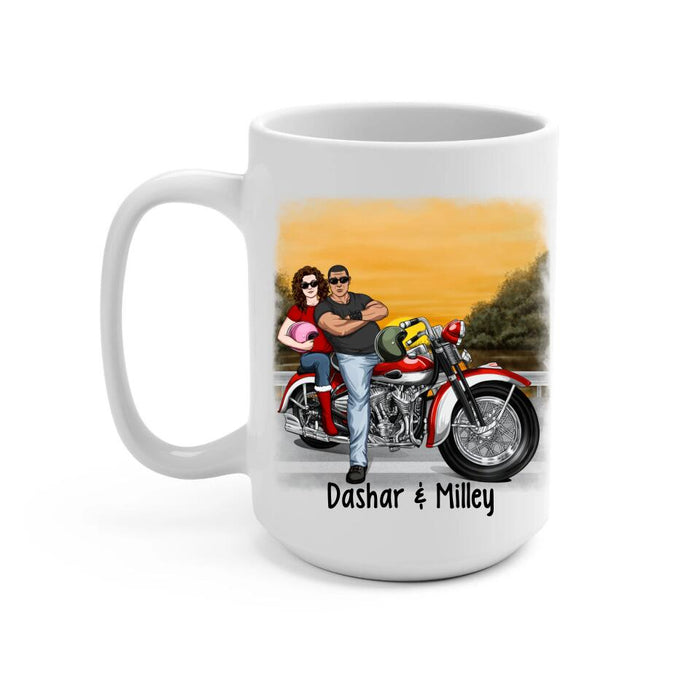 Personalized Mug, You Make My Heart Go Braaaaap - Motorcycle Couple Front View, Gift For Motorcycle Lovers