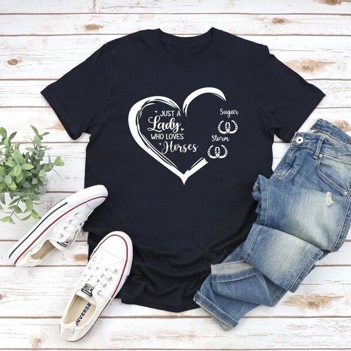 Just a Lady Who Loves Horses - Personalized Gifts Custom Horse Shirt for Horse Mom, Horse Lovers