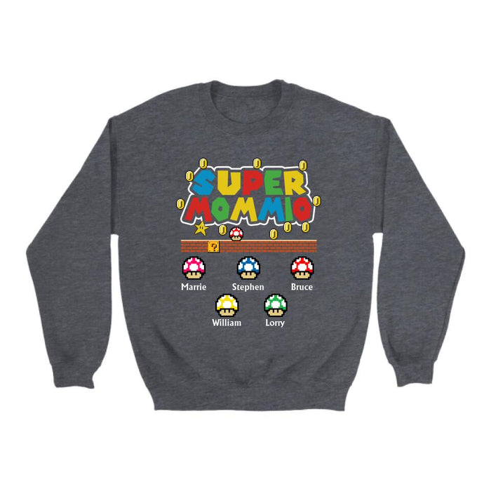 Super Mommio Funny Mom Shirt - Personalized Gifts Custom Gamer Shirt for Family for Mom, Gamer
