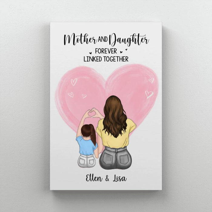 Mother and Daughter Forever Linked Together - Mother's Day Personalized Gifts Custom Canvas for Mom, Mother and Child Wall Art