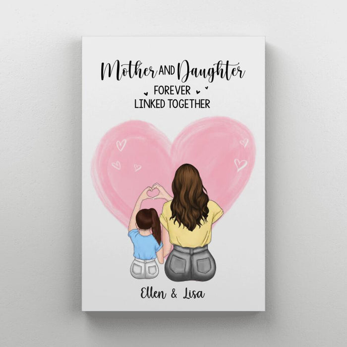 Mother and Daughter Forever Linked Together - Mother's Day Personalized Gifts Custom Canvas for Mom, Mother and Child Wall Art