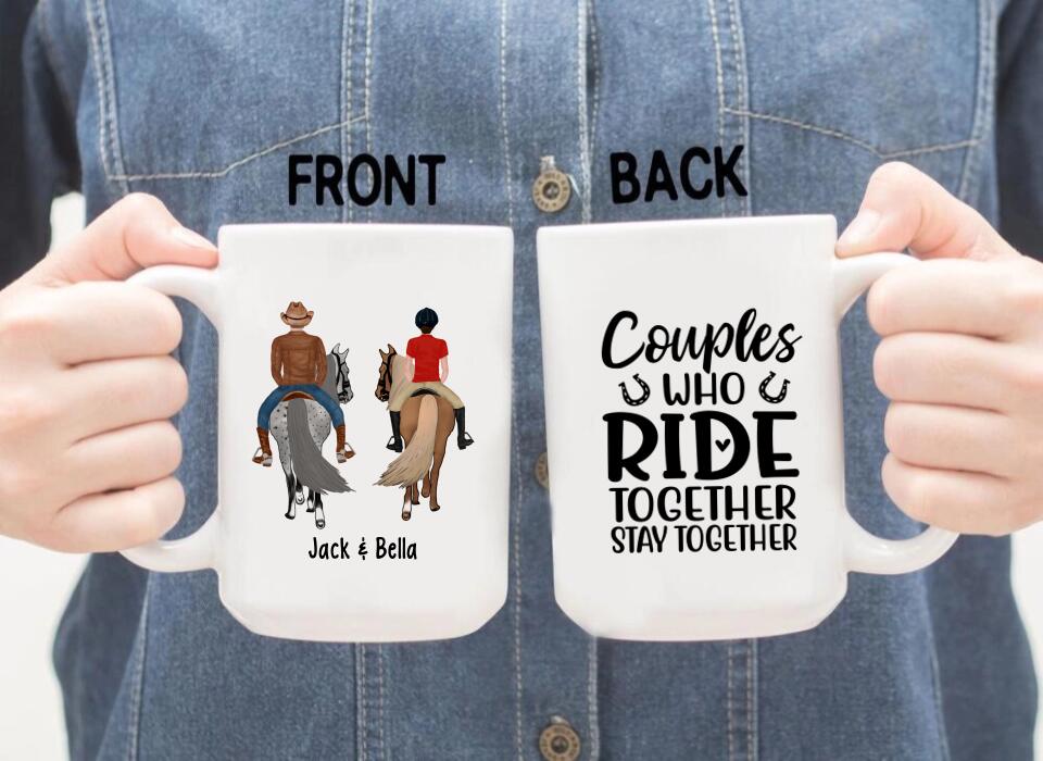 Couples Who Ride Together Stay Together - Personalized Gifts Custom Horse Riding Mug for Couples, Horse Riding