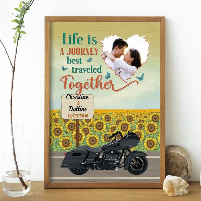 Personalized Canvas/Poster, Life Is A Journey Best Traveled Together, Photo Upload Gifts, Gifts For Riding Couples