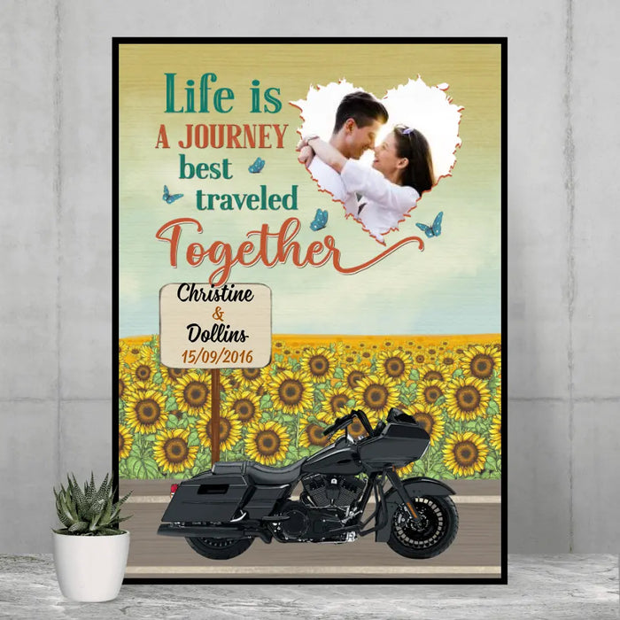 Personalized Canvas/Poster, Life Is A Journey Best Traveled Together, Photo Upload Gifts, Gifts For Riding Couples