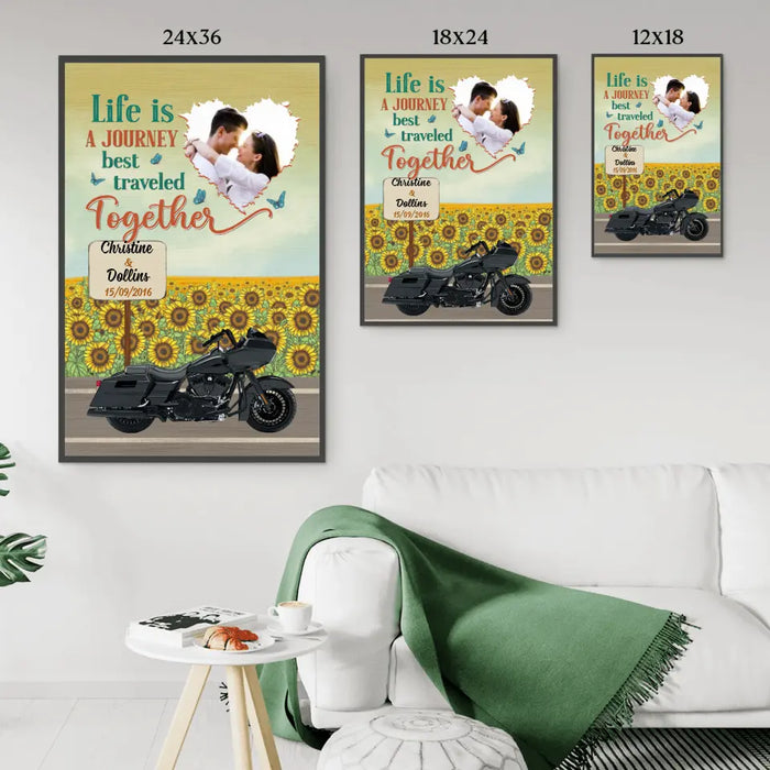 Personalized Canvas/Poster, Life Is A Journey Best Traveled Together, Photo Upload Gifts, Gifts For Riding Couples