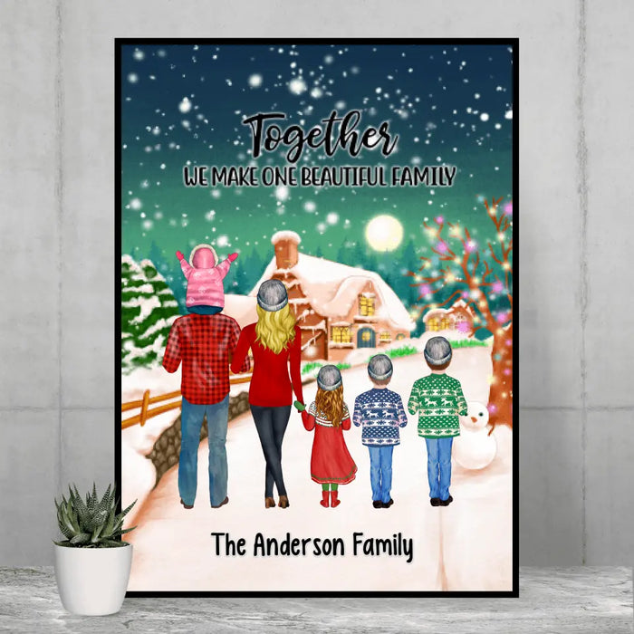 Personalized Canvas/Poster, Christmas Family Standing, Christmas Gift For Family