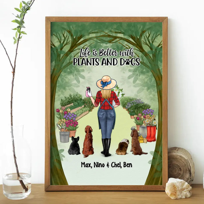 Personalized Canvas/Poster, Life Is Better With Plants And Dogs, Gift For Gardeners And Dog Lovers