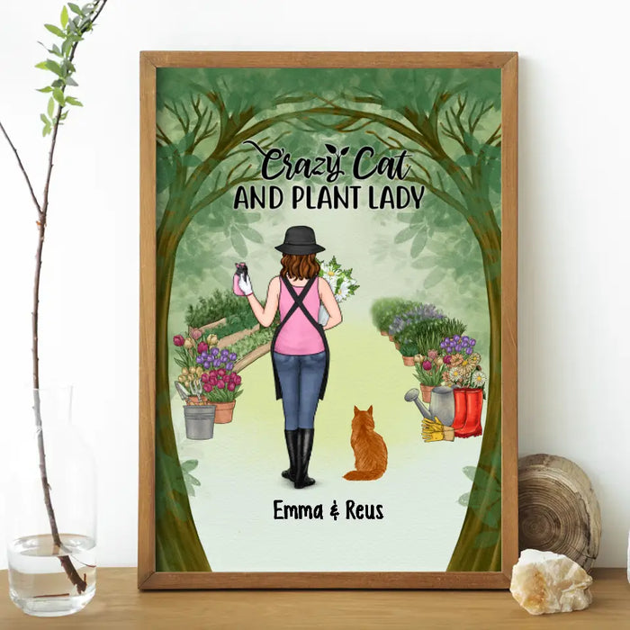 Personalized Canvas/Poster, Crazy Cat And Plant Lady, Gift For Gardeners And Cat Lovers