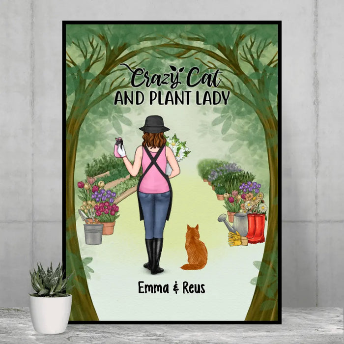 Personalized Canvas/Poster, Crazy Cat And Plant Lady, Gift For Gardeners And Cat Lovers