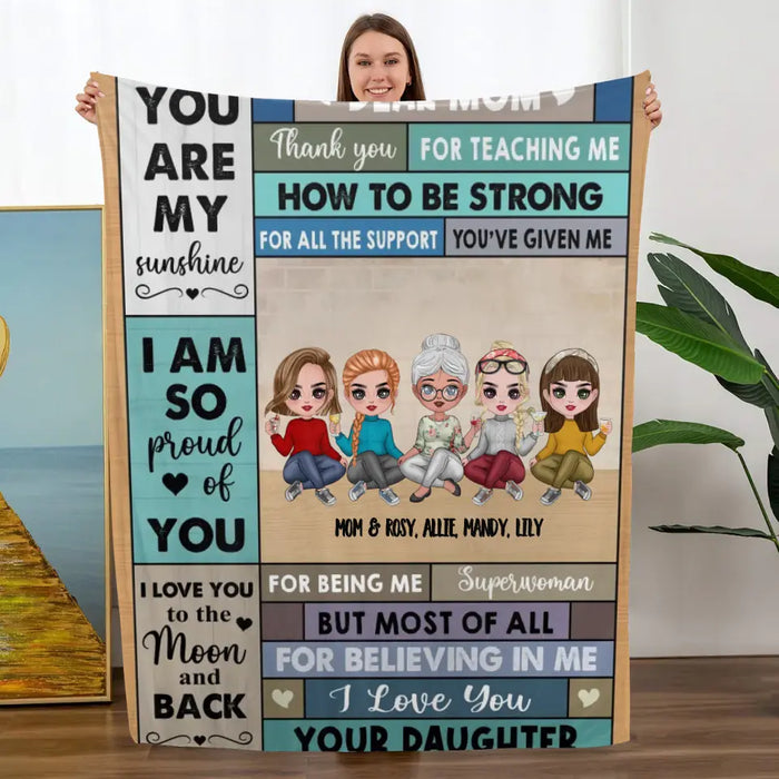 Dear Mom, Thank You for Teaching Me How to Be Strong - Mother's Day Personalized Gifts - Custom Blanket for Mom