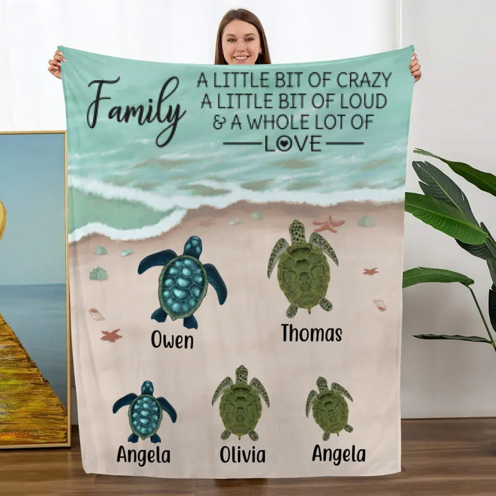 Personalized Blanket, Turtle Family On The Sea, Gifts For Sea Turtle Lovers