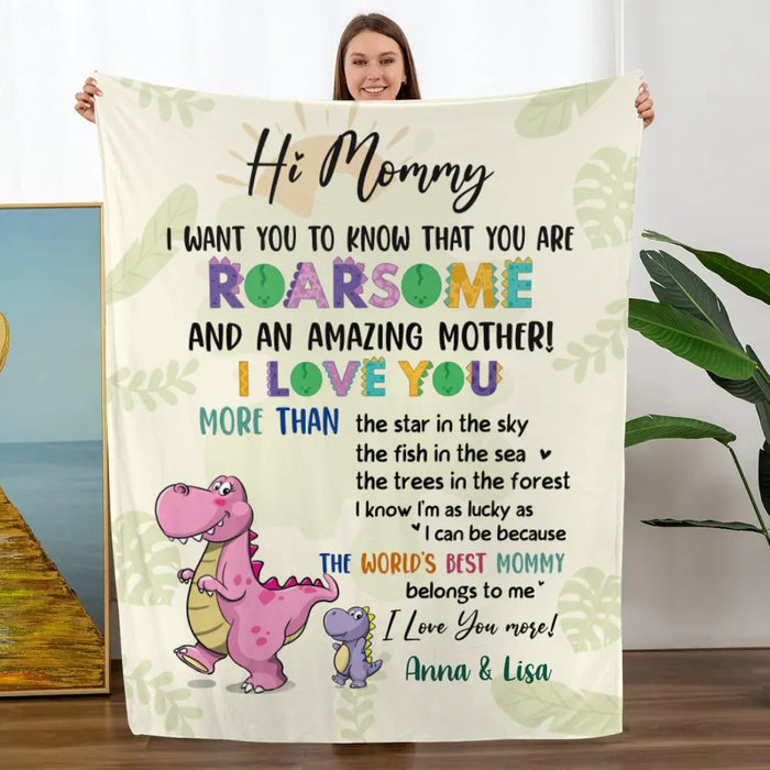 Hi Mommy-Daddy Roarsome I Love You - Personalized Gifts Custom Blanket for Mom for Mom