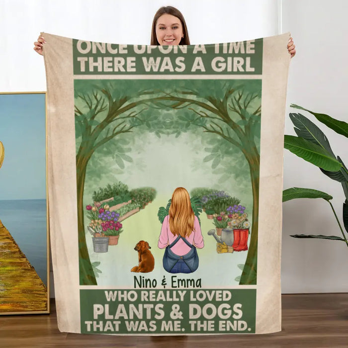 Personalized Blanket, Once Upon A Time There Was A Girl Who Really Loved Plants And Dogs, Gift For Gardeners And Dog Lovers