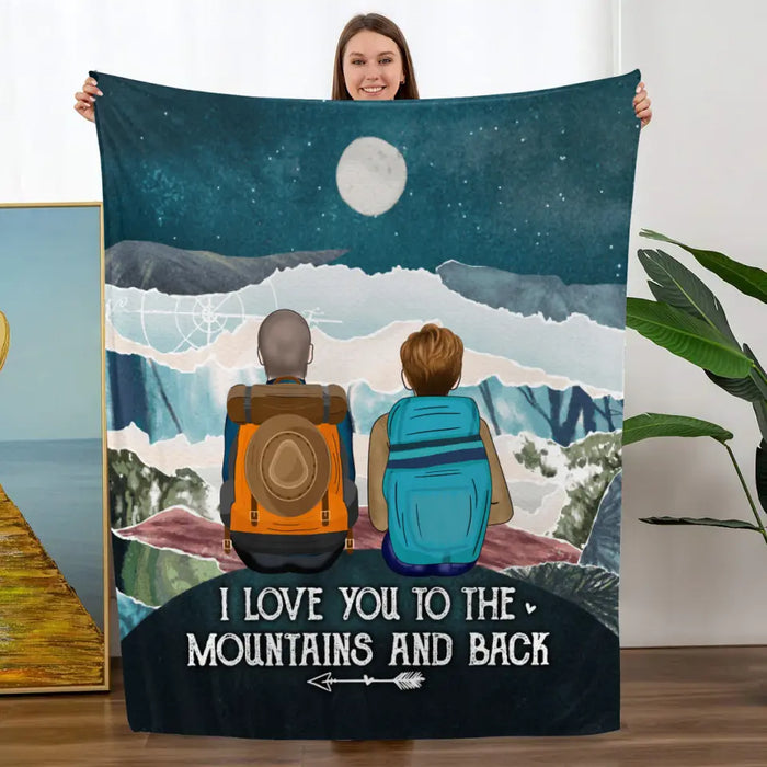 Personalized Blanket, Hiking Couple On Top Of Mountain, Gifts For Hiking Lovers