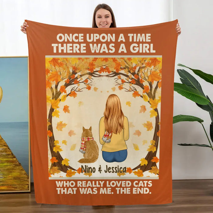 Personalized Blanket, Once Upon A Time There Was A Girl Who Really Loves Cats - Fall Gift, Gift For Cat Lovers