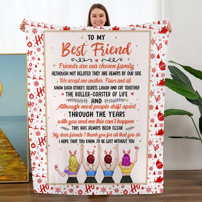 Personalized Blanket, Up To 4 Girls, To My Best Friend, Christmas Theme, Christmas Gift For Friends, Sisters