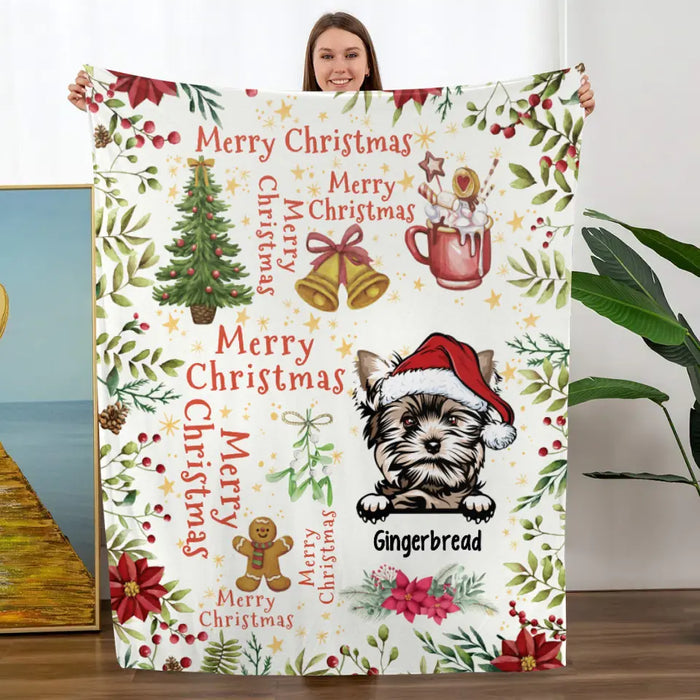 Personalized Blanket, Up To 6 Dogs, Merry Christmas, Christmas Gift For Dog Lovers