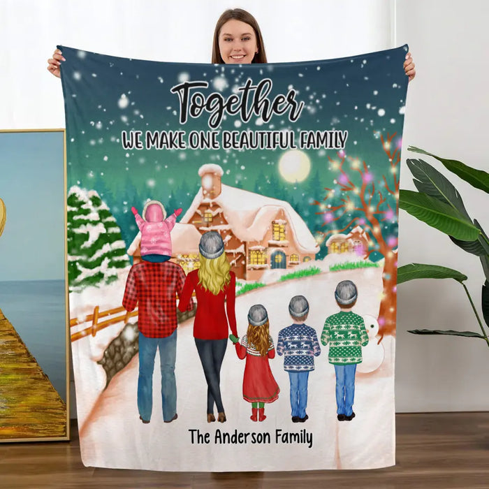 Personalized Blanket, Christmas Family Standing, Christmas Gift For Family