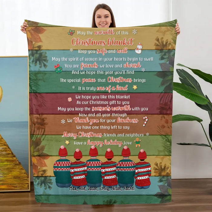 Personalized Blanket, Up To 6 People, Merry Christmas Friends And Neighbors, Christmas Gift For Friends, Colleagues, Neighbors