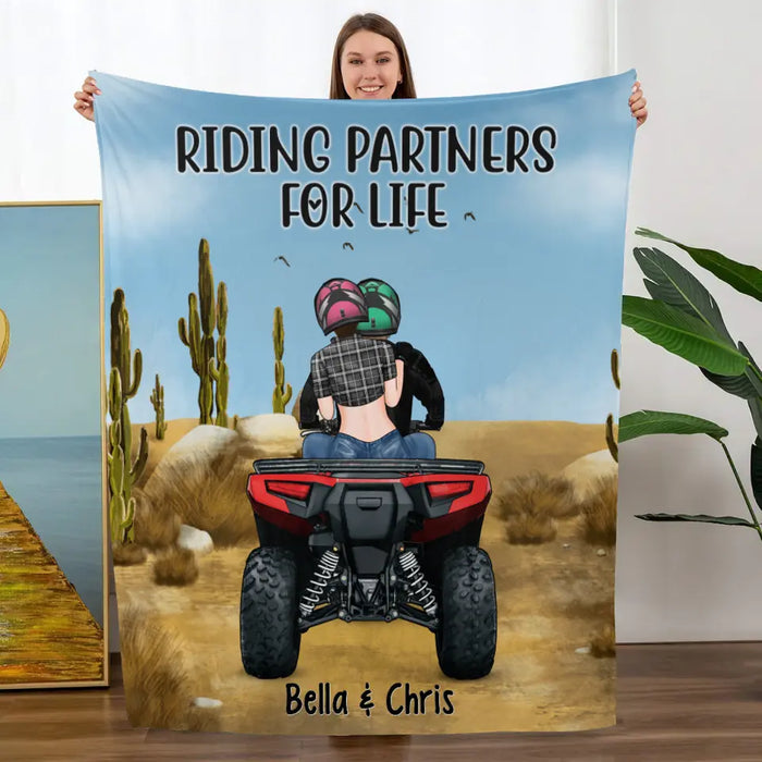 Personalized Blanket, All-Terrain Vehicle Riding Partners, Gift for ATV Quad Bike Couples