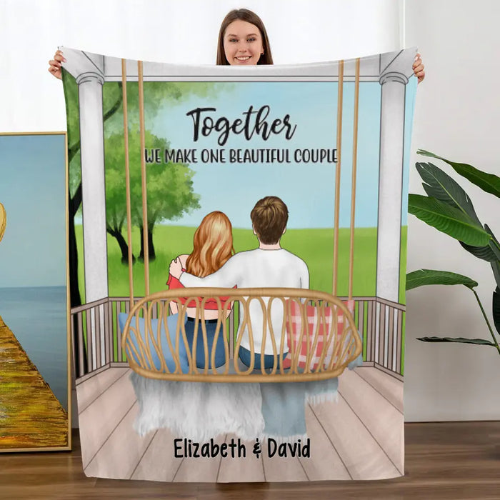 Personalized Blanket, Couple Sitting On Swing, Together We Make One Beautiful Couple, Couple Gift, Gift For Her, Gift For Him