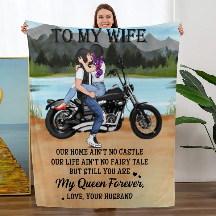 To My Wife - Personalized Blanket For Couples, For Wife, For Husband, Motorcycle Lovers