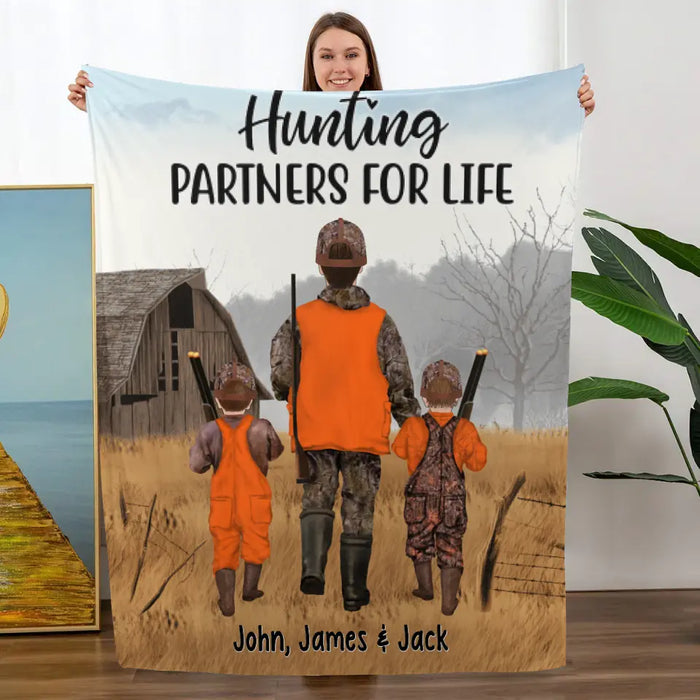 Hunting Partners For Life - Personalized Blanket For Family, Friends, Kids, Hunting