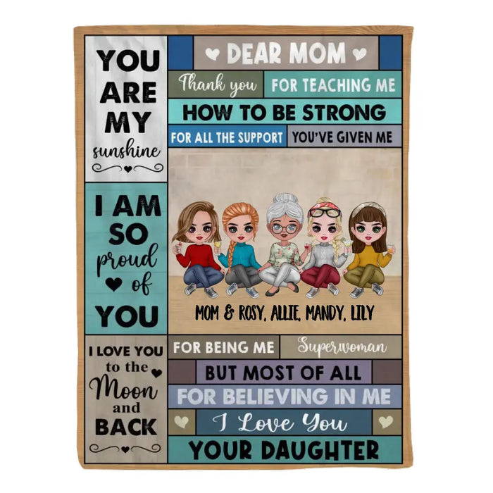 Dear Mom, Thank You for Teaching Me How to Be Strong - Mother's Day Personalized Gifts - Custom Blanket for Mom