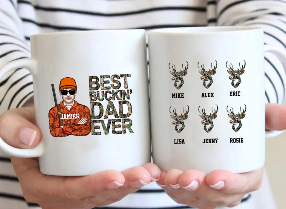 Best Buckin Dad Ever - Father's Day Personalized Gifts Custom Hunting Mug for Dad, Hunting Lovers