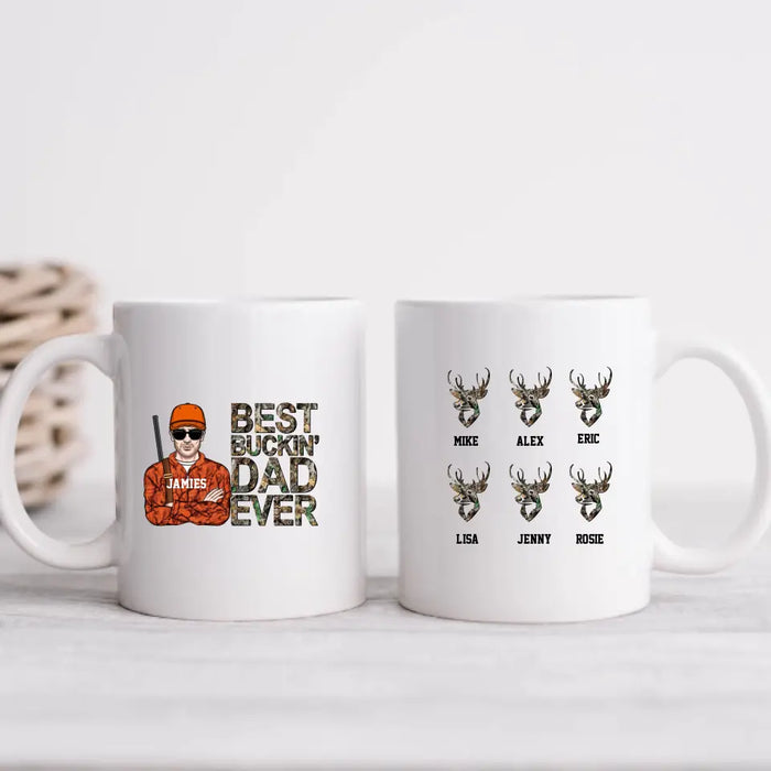 Best Buckin Dad Ever - Father's Day Personalized Gifts Custom Hunting Mug for Dad, Hunting Lovers