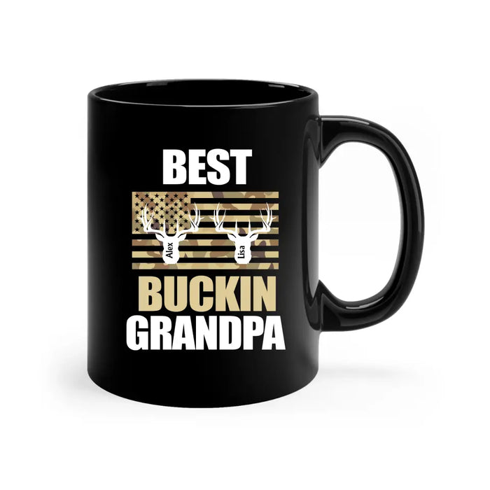 Best Buckin Grandpa - Personalized Gifts Custom Hunting Black Mug for Grandpa, Hunting Lovers