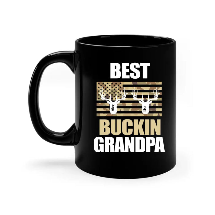 Best Buckin Grandpa - Personalized Gifts Custom Hunting Black Mug for Grandpa, Hunting Lovers