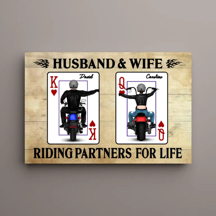 Riding Partners for Life - Personalized Gifts for Custom Motorcycle Canvas for Couples, Motorcycle Lovers