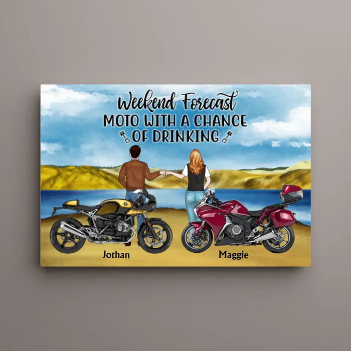 That's What I Do I Ride, I Drink, and I Know Things - Personalized Gifts Custom Motor Canvas for Couples, Motorcycle Lovers