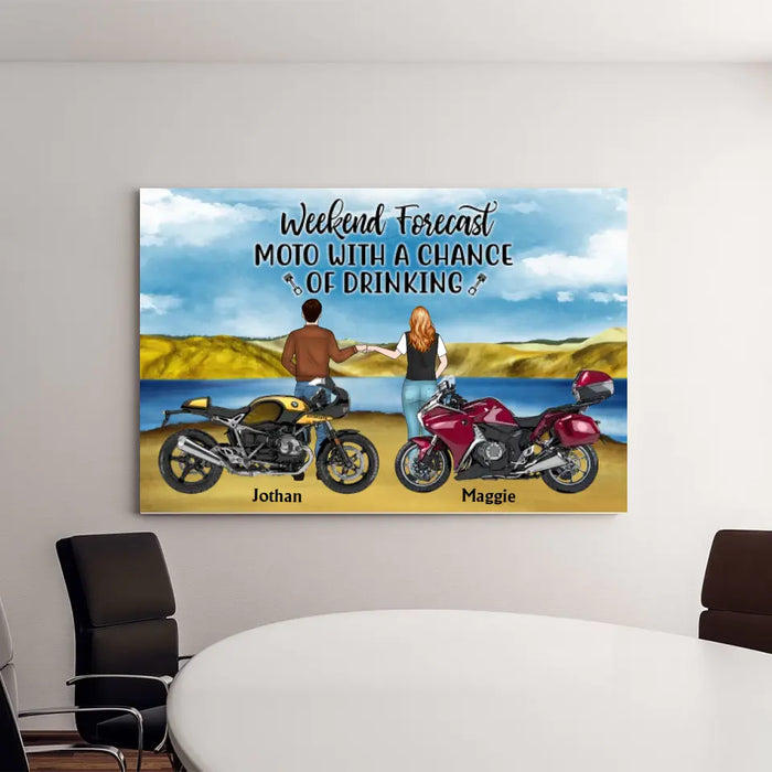 That's What I Do I Ride, I Drink, and I Know Things - Personalized Gifts Custom Motor Canvas for Couples, Motorcycle Lovers