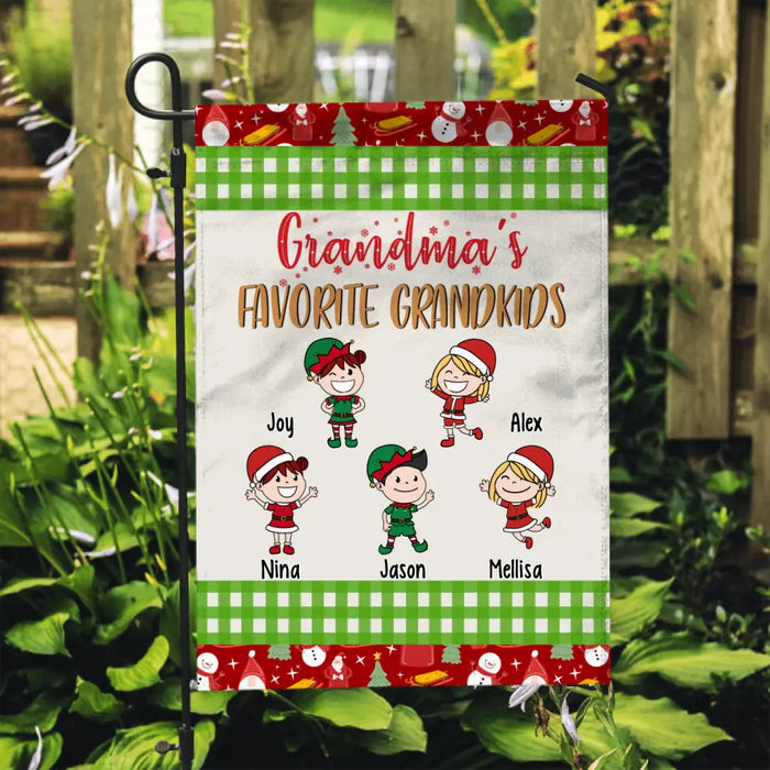 Grandma's Favorite Grandkids - Christmas Personalized Gifts Custom Garden Flag for Grandma