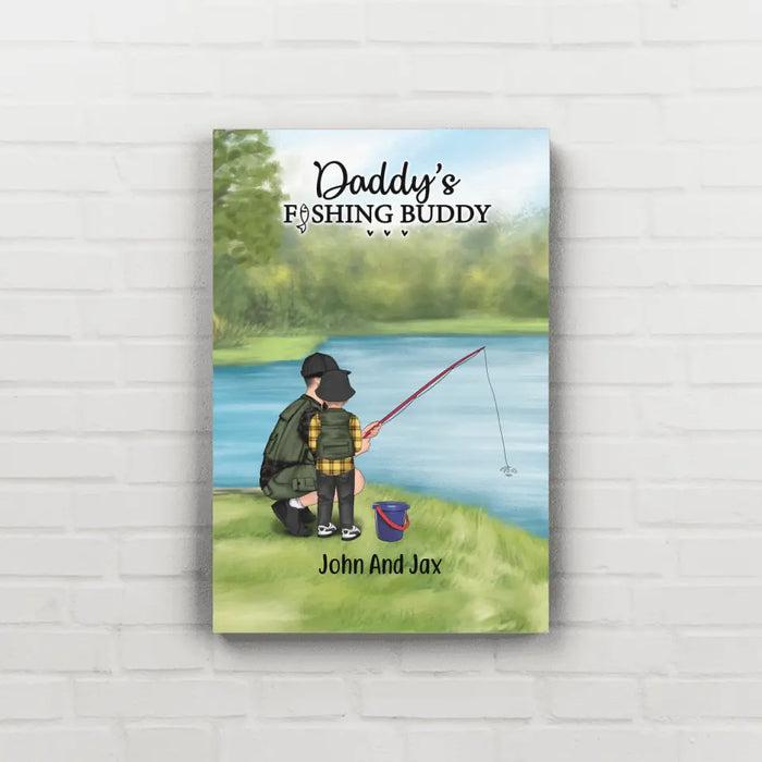 Daddy's Fishing Buddy - Father's Day Personalized Gifts Custom Go Fishing Canvas for Dad, Go Fishing Lovers