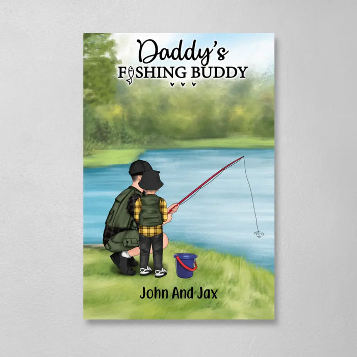 Daddy's Fishing Buddy - Father's Day Personalized Gifts Custom Go Fishing Canvas for Dad, Go Fishing Lovers