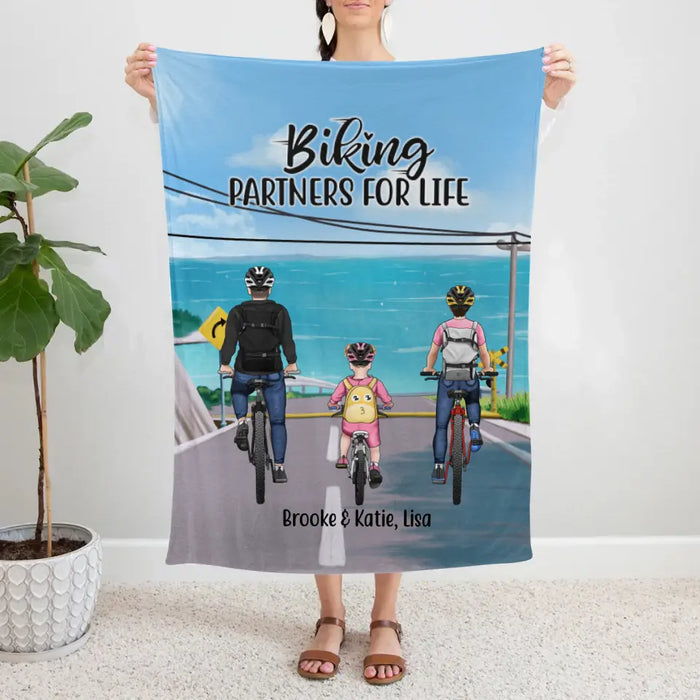 Biking Partners for Life - Personalized Gifts Custom Biking Blanket for Family, Couples, Biking Lovers