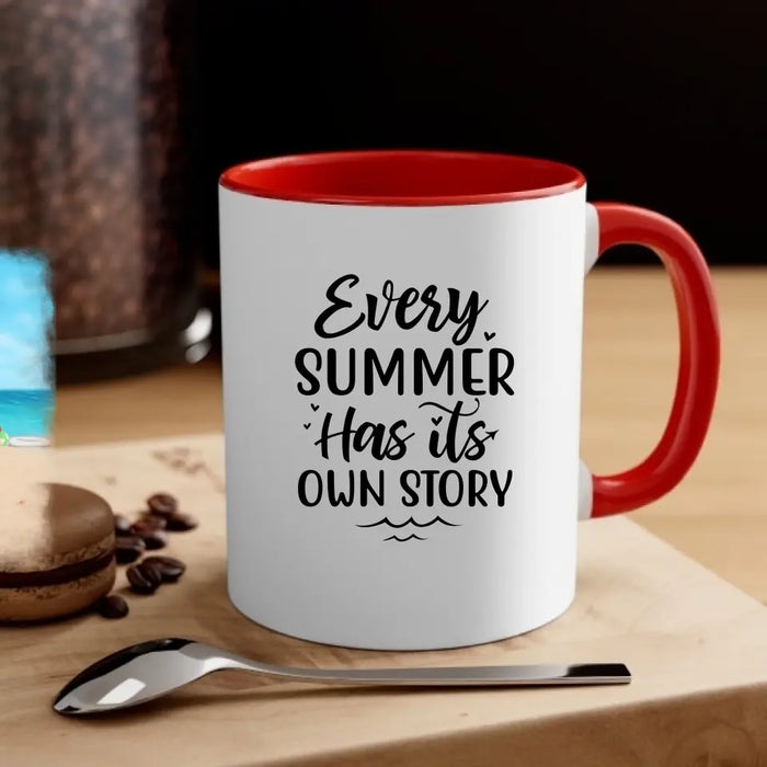 Every Summer Has Its Own Story - Personalized Gifts Custom Beach Mug for Cat Mom, for Cat Dad, Beach Lovers